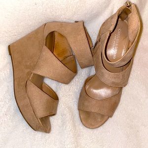 4inch Cristian Siriano wedge-tan